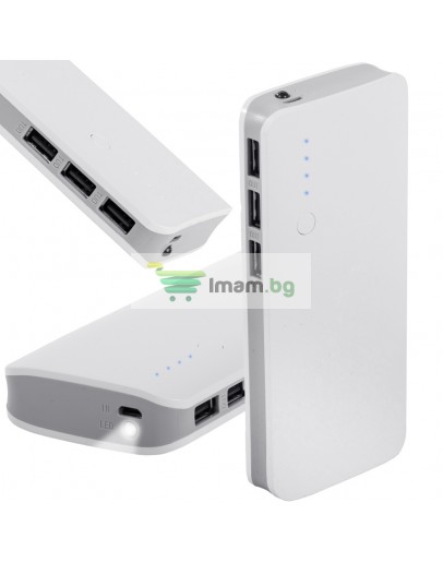 Външна батерия 10000mah с 3 USB, LED фенерче